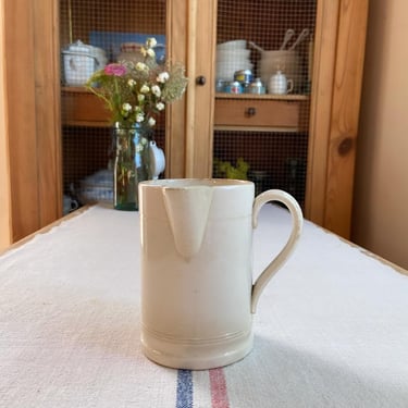 Beautiful tea stained antique Holland ironstone syrup mug 