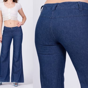 Vintage Low Rise Bell Bottom Jeans Small | Y2K Dark Wash Denim Flared Pants 