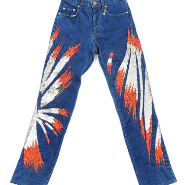 Roberto Cavalli Bead And Sequin Embellished Jeans