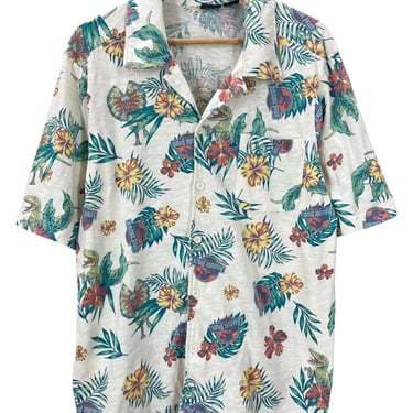 Jurassic Park Dinosaur Floral Print Hawaiian Shirt XL