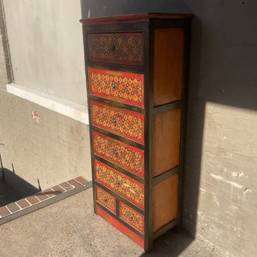 Decorated Hardwood Chest of Drawers