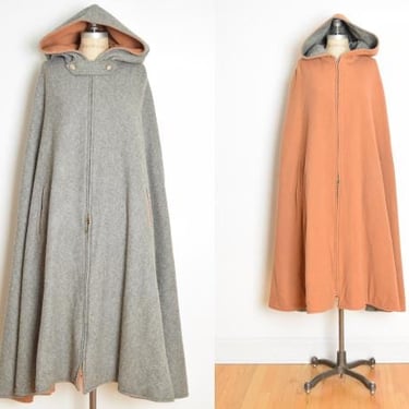 ジャケット・アウター Vintage 60's Wool Hooded Poncho Cape Vintage 80s Turquoise Hooded Cape / Sweeping Casual Wool