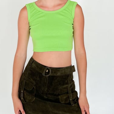 Olive Suede Mini Skirt (L)