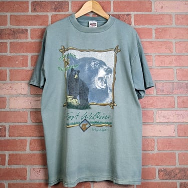 Vintage 90s Fort Wilkins Bear Portrait ORIGINAL Nature Tee - Extra Large 