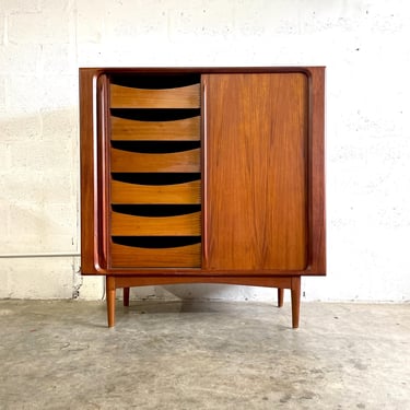 Bernhard Pedersen Danish Modern Tall Sideboard or Cabinet Tambour 
