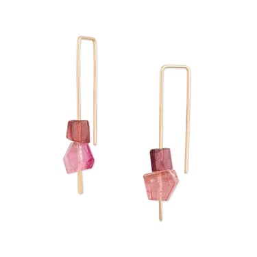 Medium Hook with 2 stones pink tourmaline earrings | Fail Jewelry