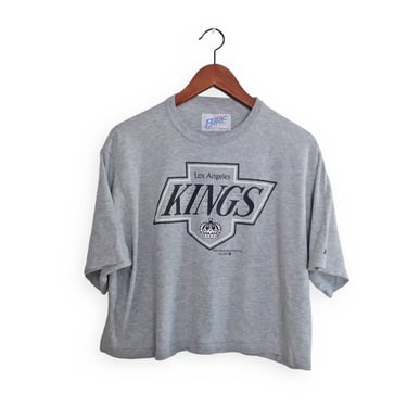 vintage Kings shirt / Los Angeles Kings / 1990s Los Angeles Kings grey crop top boxy t shirt Large 