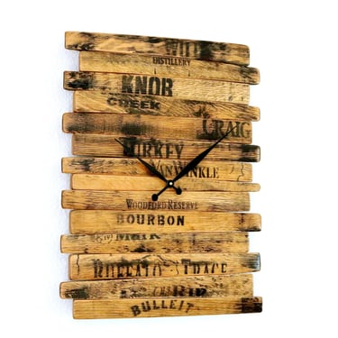 Whiskey Barrel Staves Clock - Bourbon Barrel Clocks - Reclaimed Barrel Wood Decor 