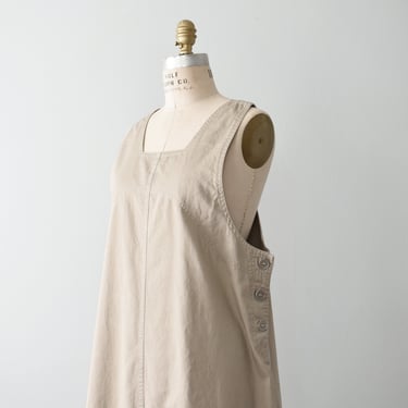 vintage cotton jumper dress, 90s pinafore overalls dress 