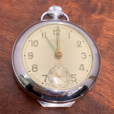 Vintage Sheffield “Dollar Watch” Stainless Steel Pocket Watch 