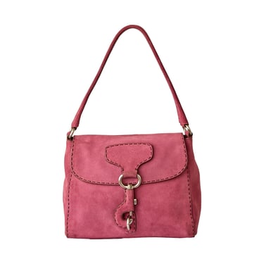 Prada Pink Suede Small Logo Shoulder Bag