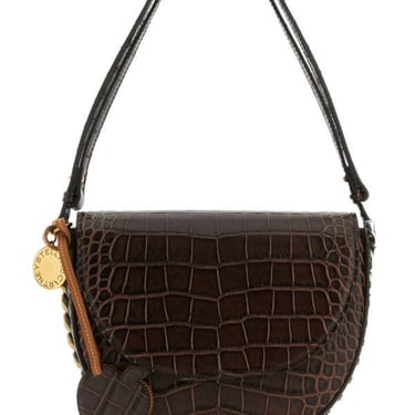Stella Mccartney Woman Chocolate Synthetic Leather Medium Frayme Shoulder Bag