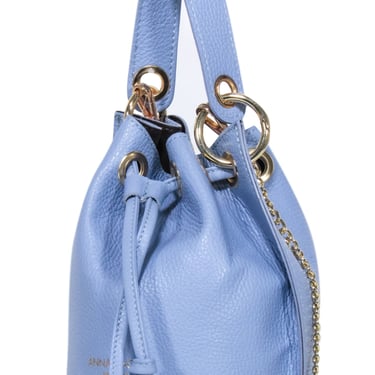 Anna Paola - Light Blue Pebbled Leather Bucket Bag
