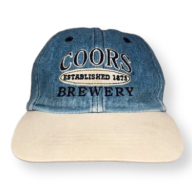 Vintage 90s Gear For Sports Coors Brewery Established 1873 Embroidered Denim Beer Promo Strap Back Hat Cap 