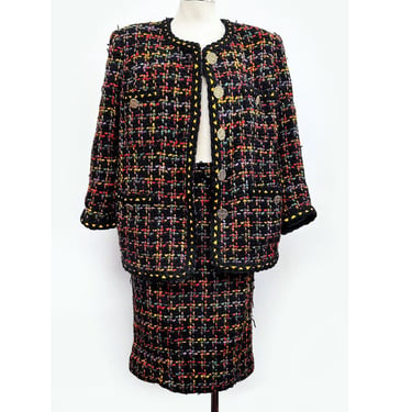 RICHARD CARRIERE Women's Skirt Suit Saks Fifth Ave Wool Designer Jacket Dress Vintage 1980's 