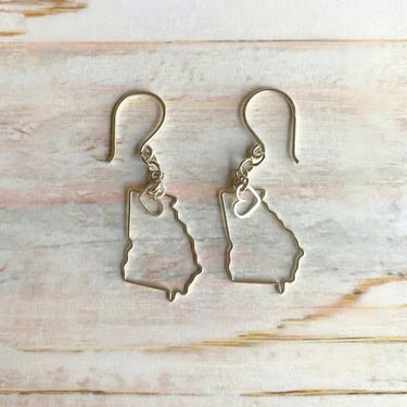 State Outline Earrings in Sterling Silver or 14k Gold Filled Wire - Home State Earrings - Made to Order in Your Home State 