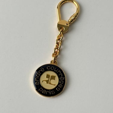 Courrèges Keychain Black White Gold Vintage 