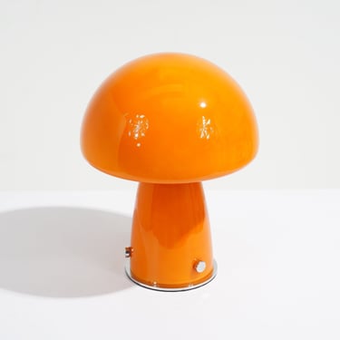 Orange Glass Mushroom Lamp 