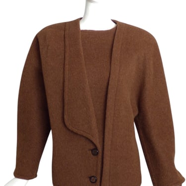 GALANOS- 1980s Brown Wool Coat, Size 8