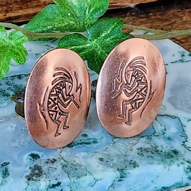 Copper Kokopelli Clip on Earrings~Gifts for Her 