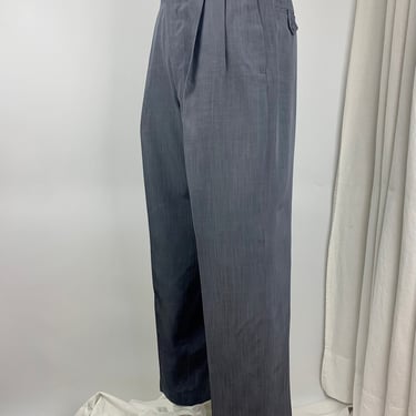 1950's Pleated Trousers - Tailored for J. C. PENNEY Co - Gray Fabric with a Sheen - Baggy Leg - 32 Inch Waist 