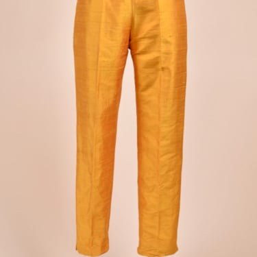 Gold Silk Trousers By Henri Bendel, XS