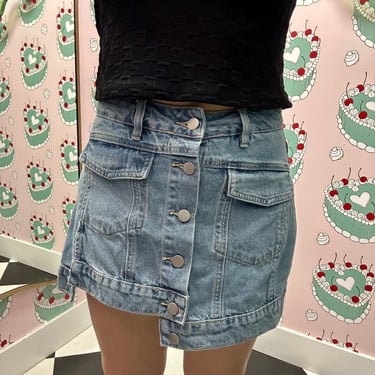 Button Denim Mini Skort