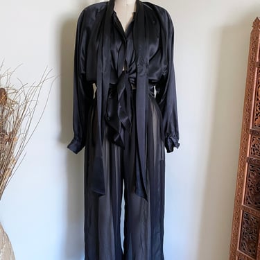 Vintage 90's Black Sheer Chiffon High Waisted Trousers, XS S 