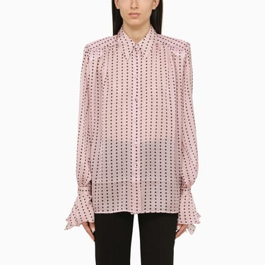 The Andamane Pink Semi-Transparent Silk Polka Dot Shirt Women