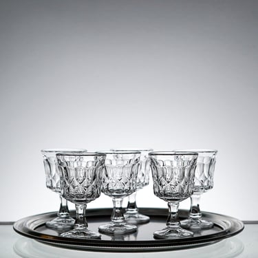 Noritake Glassware Set of 6, Vintage Cordial Glass Set, Pressed Water Glasses, VTG Glassware Barware, Cocktail Glasses, Mad Men Bar Cart 