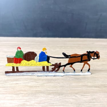 Heinrichsen flat lead miniature horse and sleigh - Germany - 1930s vintage 