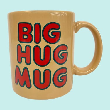 Vintage Big Hug Mug Retro 1980s Contemporary + The FTD Big Hug Bouquet + Ceramic + Beige + Red + Green + Kitchen + Coffee or Tea + Drinking 