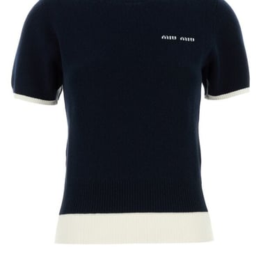 Miu Miu Women Dark Blue Cashmere Blend Sweater