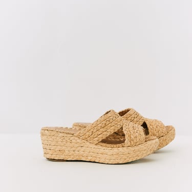 CARRIE FORBES Raffia Wedge Sandals, Size 37