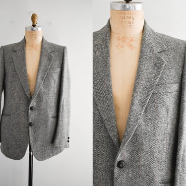 1970s/80s Donegal Handwoven Gray Tweed Jacket 