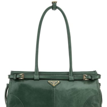 Prada Women Green  Leather Shoulder Bag