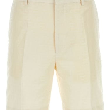 Fendi Man White Linen Bermuda Shorts