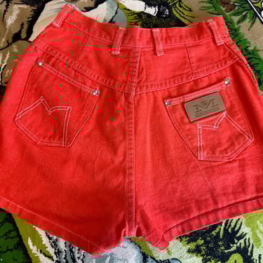 Vintage 1970s Maverick Orange Denim Shorts 