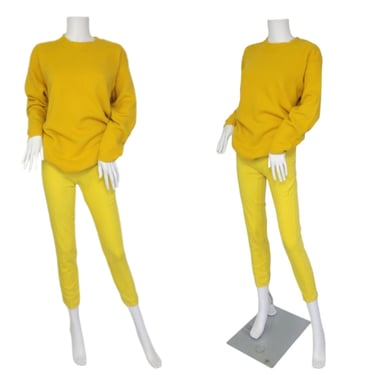Chaus 1980's Sunny Yellow Angora Lambswool Oversized Pullover Sweater I Sz Lrg 