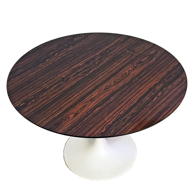 42&#8243; Tulip Saarinen Style Pedestal Dining Table with a Rosewood Laminate Protective Top