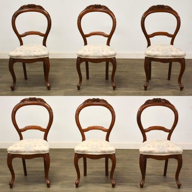 Antique Victorian Walnut Dining Chairs circa 1860s- 1880s - Set of 6 