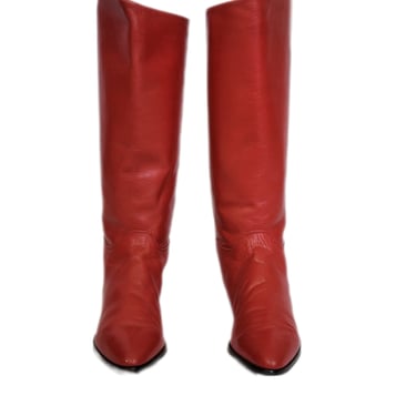 Bandolino 1980's Red Leather Flat Italian Boots I Sz 6.5 