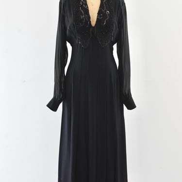 Vintage Vampy Noir Dress / S