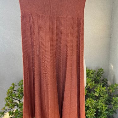 Vintage knit pleats skirt rusty brown Sz XS by Renee Lewis Vintage Couture 