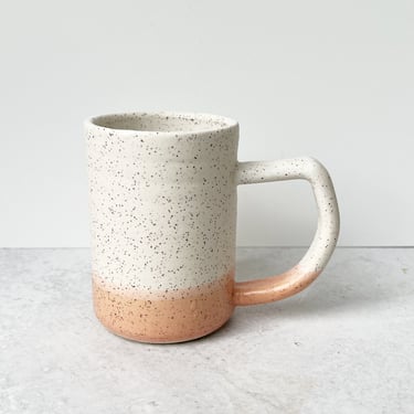 Speckled White and pink Simple Color Block Handmade Ceramics Cup 