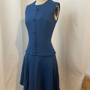 1960s Vintage Dress Mod A line Royal Blue Drop Waist M 