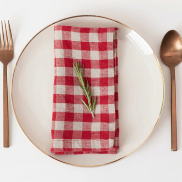 Linen Napkins Set of 2 | Red Gingham