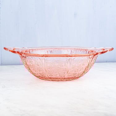 Vintage Pink Depression Glass Handled Bowl