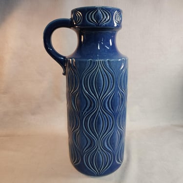 Scheurich Ceramic Blue Onion Vase fat Lava Form 485 45 WGP pottery floor vase 