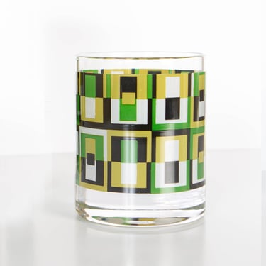 Mid Century Modern Green Square Vintage Cocktail Glass